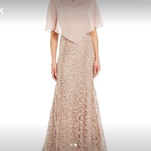 Rose Gold Ignite Evenings Glitter Lace Long Formal